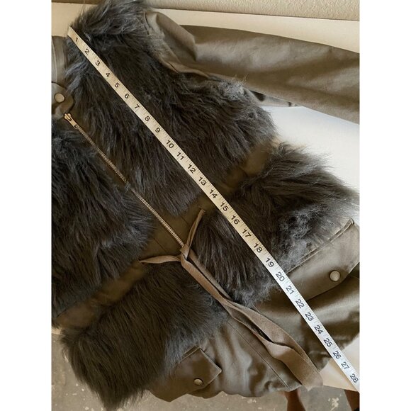 Loeffler Randall Faux Fur Utility Jacket Brown Taupe Women’s Size 8 - Picture 11 of 13